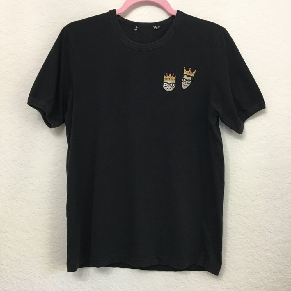 #dgfamily King & Prince with Crown Patched T-Shirt Womens Size 42 Black
